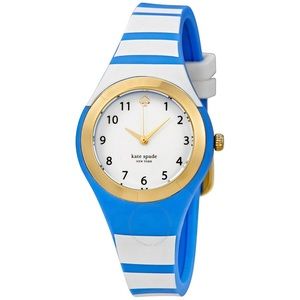 Kate Spade Rumsey Watch Blue and White Striped Silicon Band Casual Fun